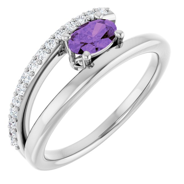 Oval Amethyst & Diamond Accented Ring in Gold and Platinum