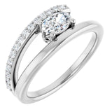 Oval White Sapphire & Diamond Accented Ring in Gold and Platinum