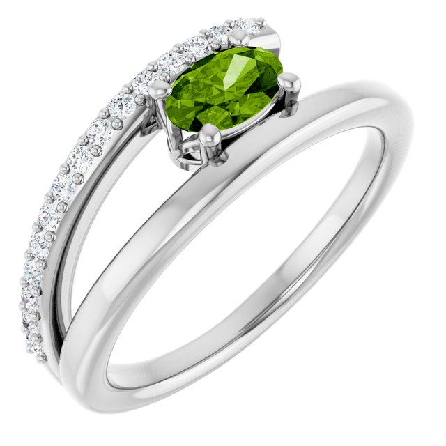 Oval Peridot & Diamond Accented Ring in Gold and Platinum