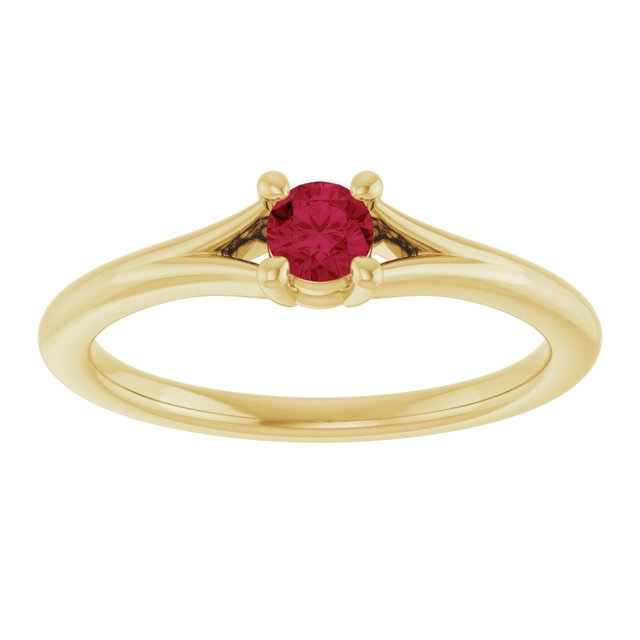 Round Ruby Youth Ring in Yellow Gold