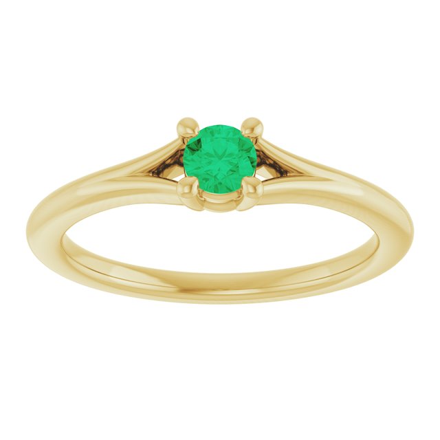 Round Emerald Youth Ring in Yellow Gold