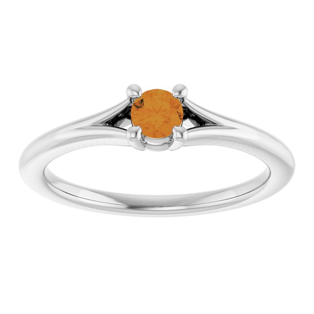 Round Citrine Youth Ring in White Gold