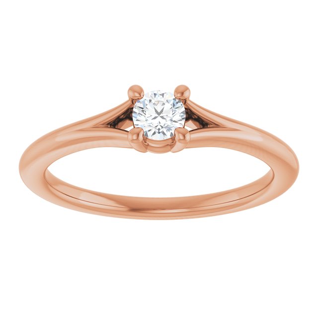 Round White Sapphire Youth Ring in Rose Gold