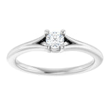 Round White Sapphire Youth Ring in White Gold