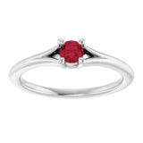 Round Lab-Grown Ruby Youth Ring in Gold and Platinum