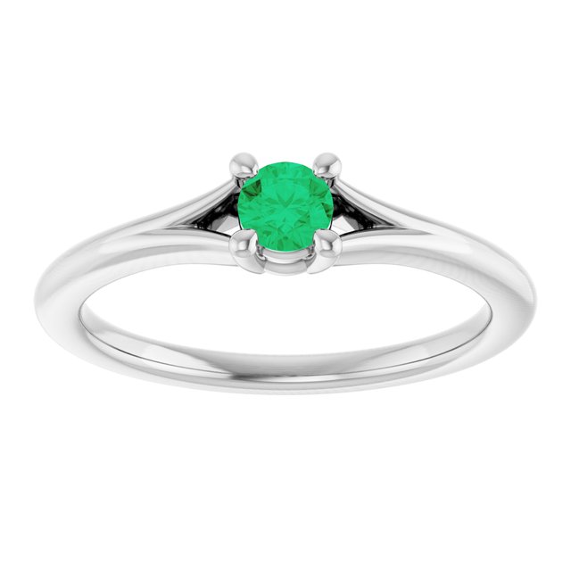 Round Lab-Grown Emerald Youth Ring in Gold and Platinum