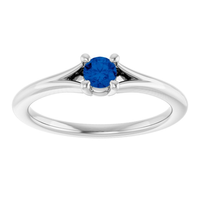 Round Lab-Grown Blue Sapphire Youth Ring in Gold and Platinum