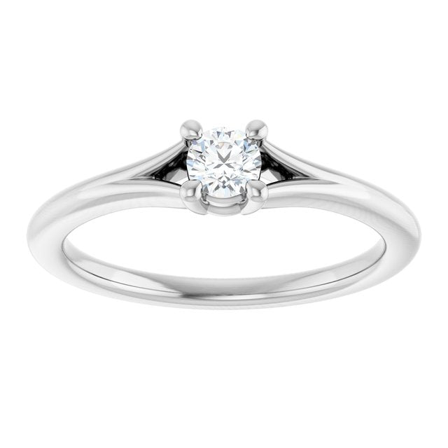 Round White Sapphire Youth Ring in Platinum