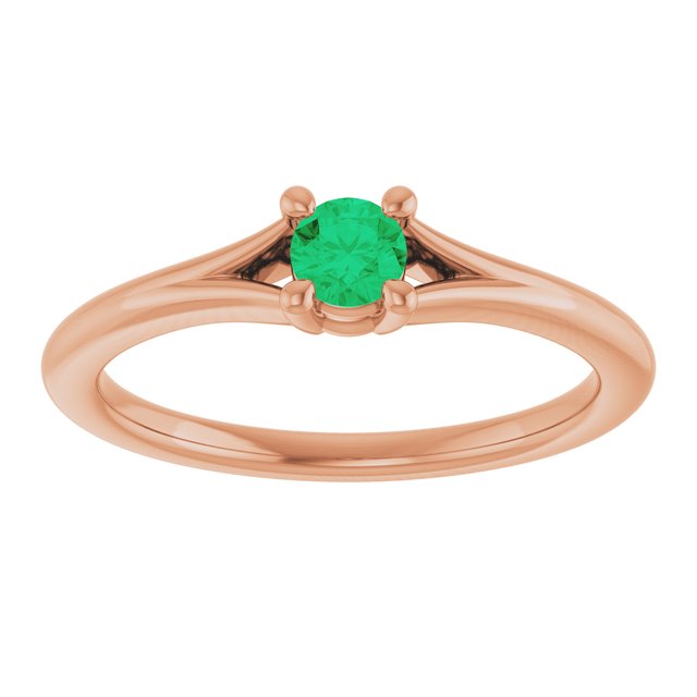 Round Emerald Youth Ring in Rose Gold