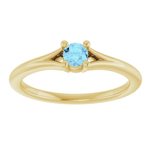 Round Aquamarine Youth Ring in Yellow Gold