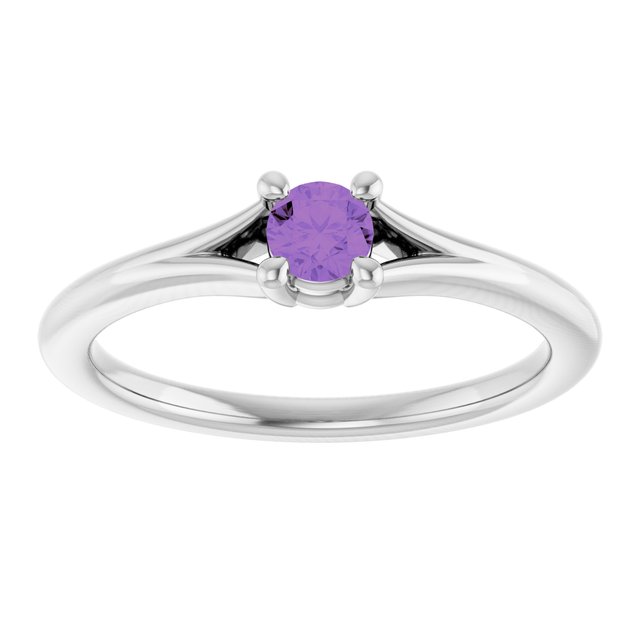 Round Amethyst Youth Ring in Platinum