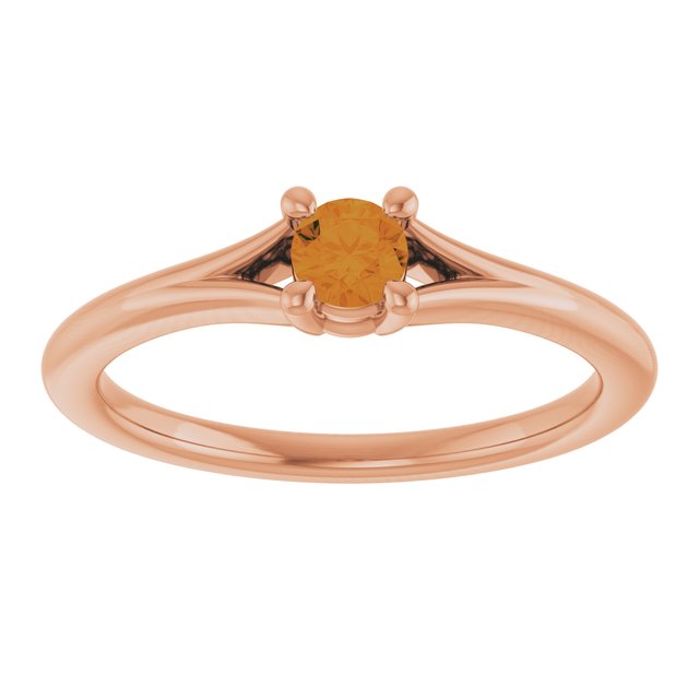 Round Citrine Youth Ring in Rose Gold