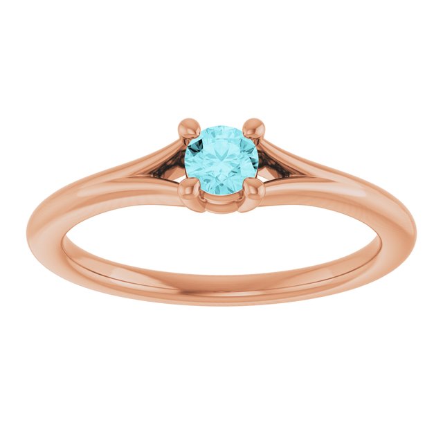 Round Blue Zircon Youth Ring in Rose Gold