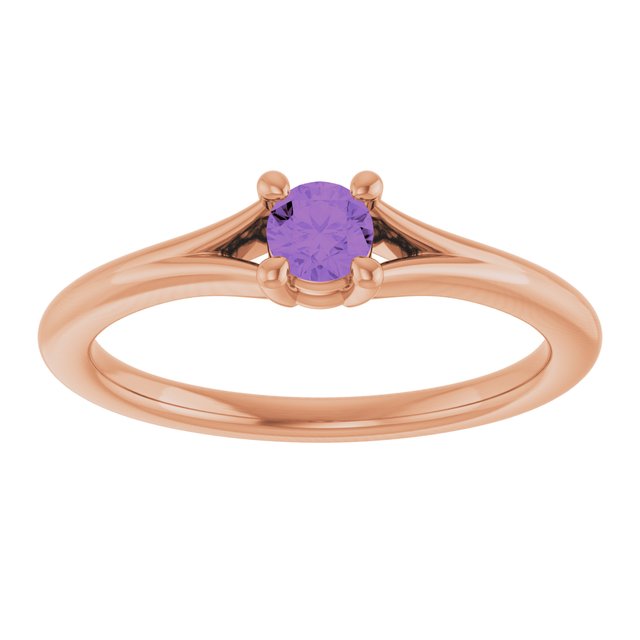 Round Amethyst Youth Ring in Rose Gold