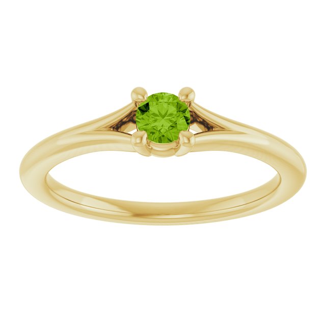 Round Peridot Youth Ring in Yellow Gold