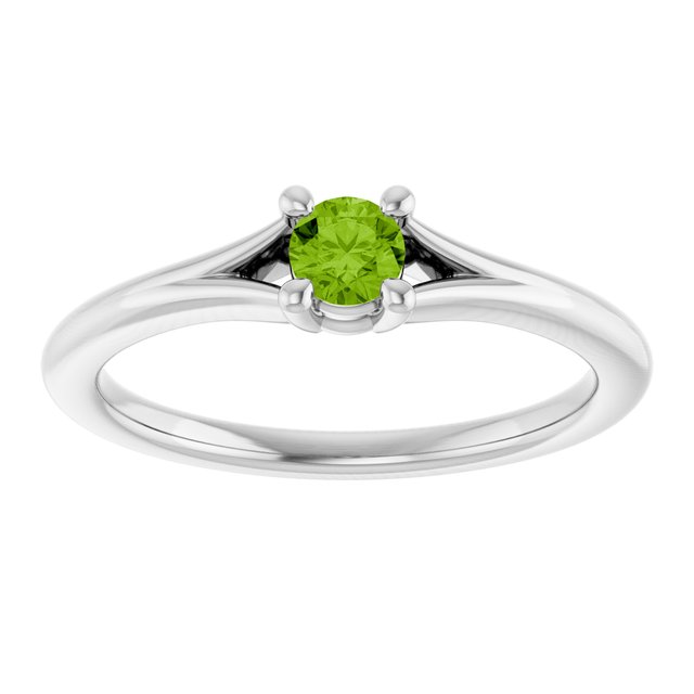Round Peridot Youth Ring in Platinum