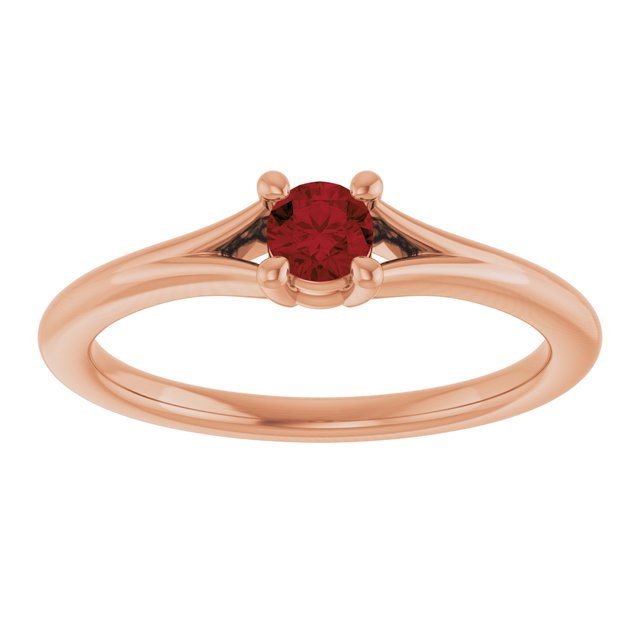 Round Mozambique Garnet Youth Ring in Rose Gold