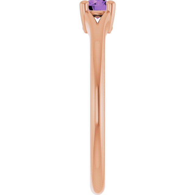 Round Amethyst Youth Ring in Rose Gold