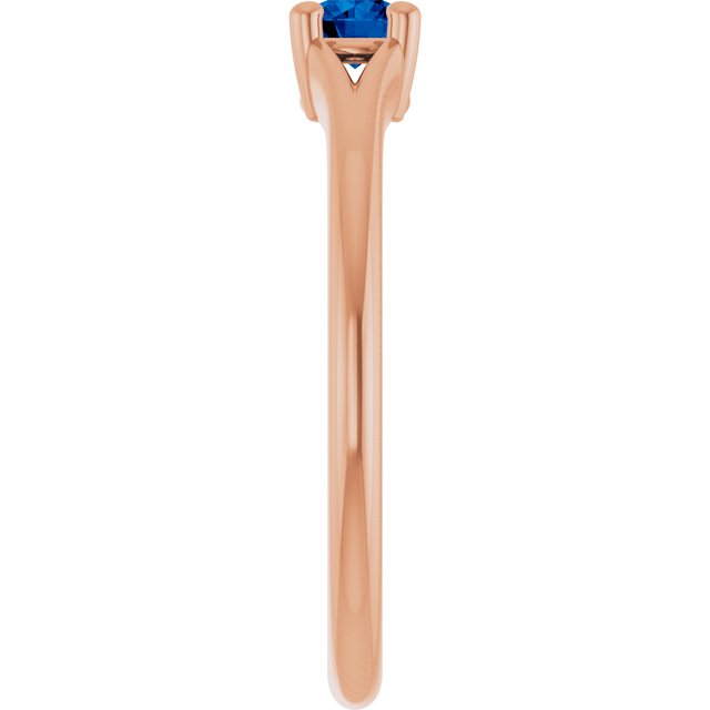 Round Blue Sapphire Youth Ring in Rose Gold