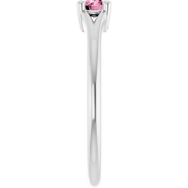 Round Pink Tourmaline Youth Ring in Platinum