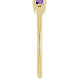 Round Amethyst Youth Ring in Yellow Gold
