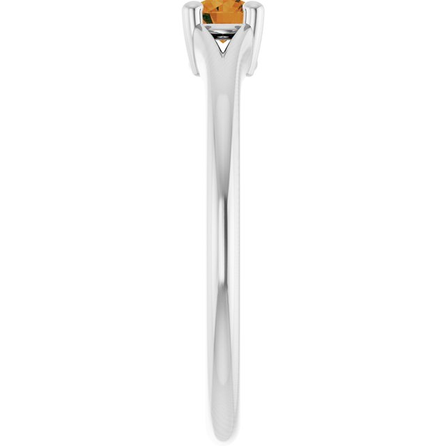 Round Citrine Youth Ring in Platinum
