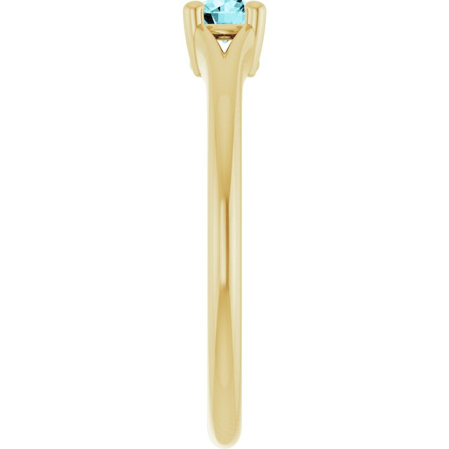 Round Blue Zircon Youth Ring in Yellow Gold