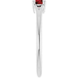 Round Mozambique Garnet Youth Ring in Platinum