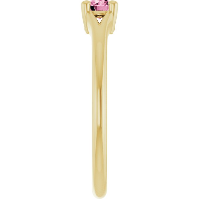 Round Pink Tourmaline Youth Ring in Yellow Gold