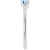 Round Aquamarine Youth Ring in Platinum