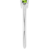 Round Peridot Youth Ring in White Gold