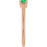 Round Emerald Youth Ring in Rose Gold
