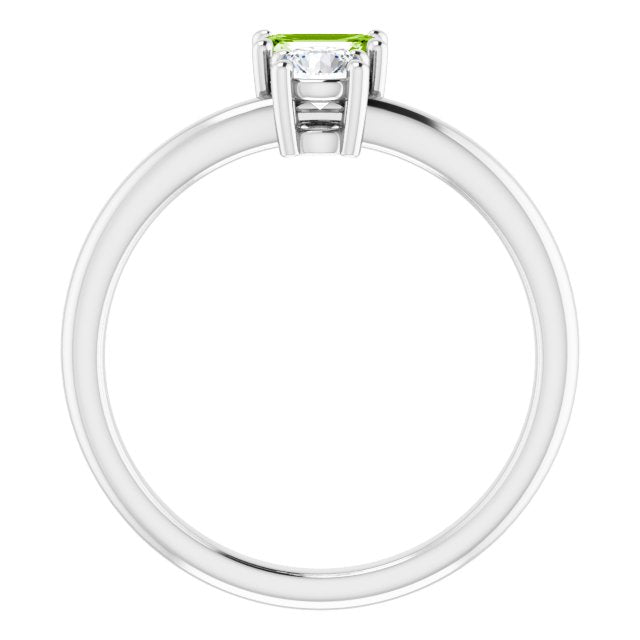 N/a Peridot Two Stone Ring in Gold and Platinum | n/a