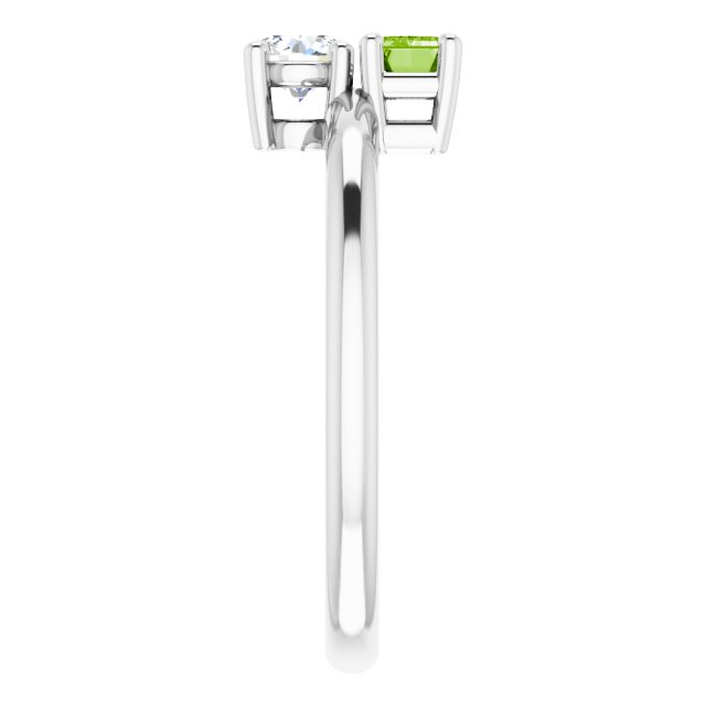 N/a Peridot Two Stone Ring in Gold and Platinum | n/a