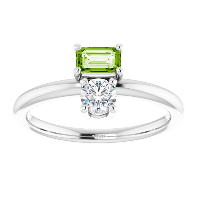 N/a Peridot Two Stone Ring in Gold and Platinum | n/a