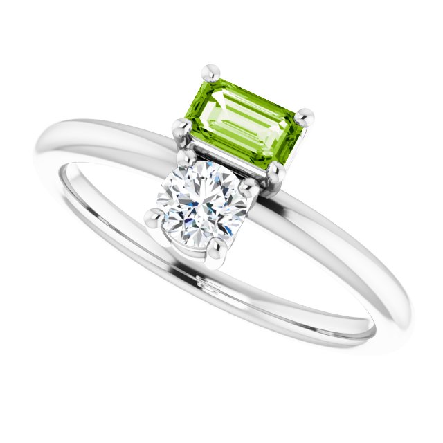 N/a Peridot Two Stone Ring in Gold and Platinum | n/a
