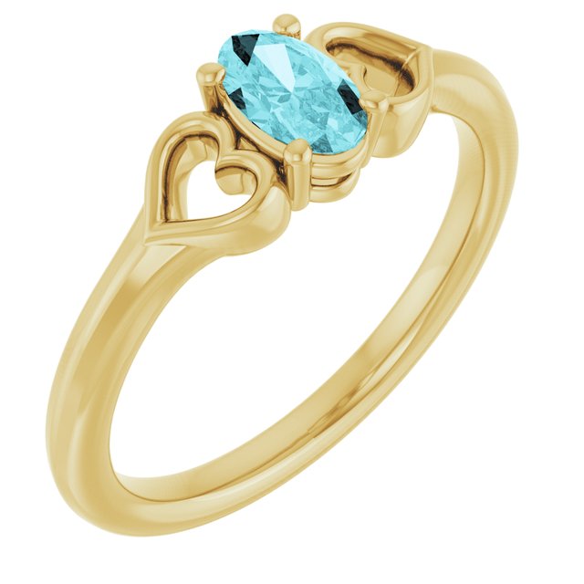 Oval Blue Zircon Youth Ring in Yellow Gold