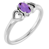 Oval Amethyst Youth Ring in White Gold