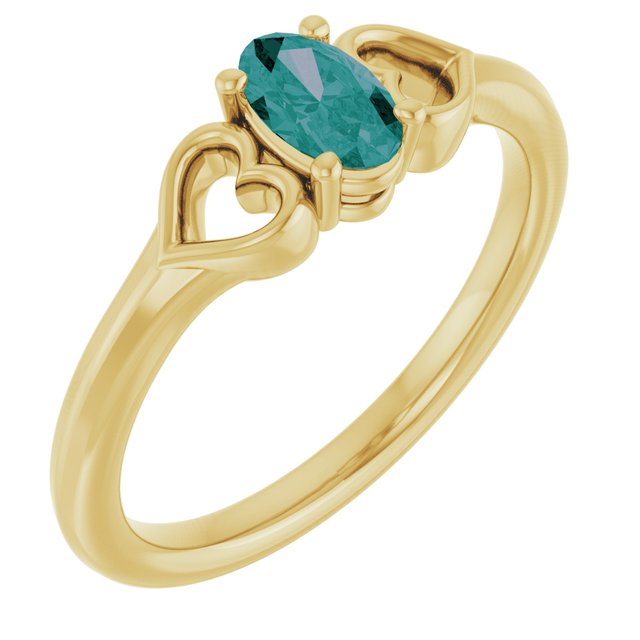 Oval Lab-Grown Alexandrite Youth Ring in Yellow Gold