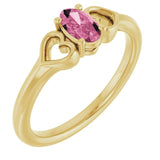 Oval Pink Tourmaline Youth Ring in Yellow Gold