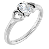 Oval White Sapphire Youth Ring in White Gold