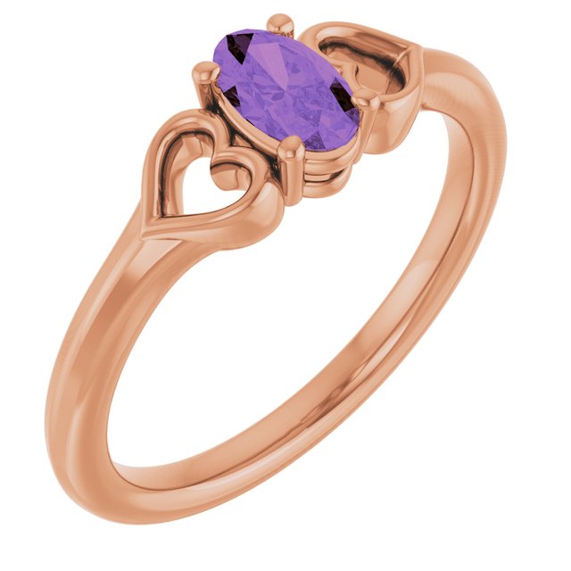 Oval Amethyst Youth Ring in Rose Gold