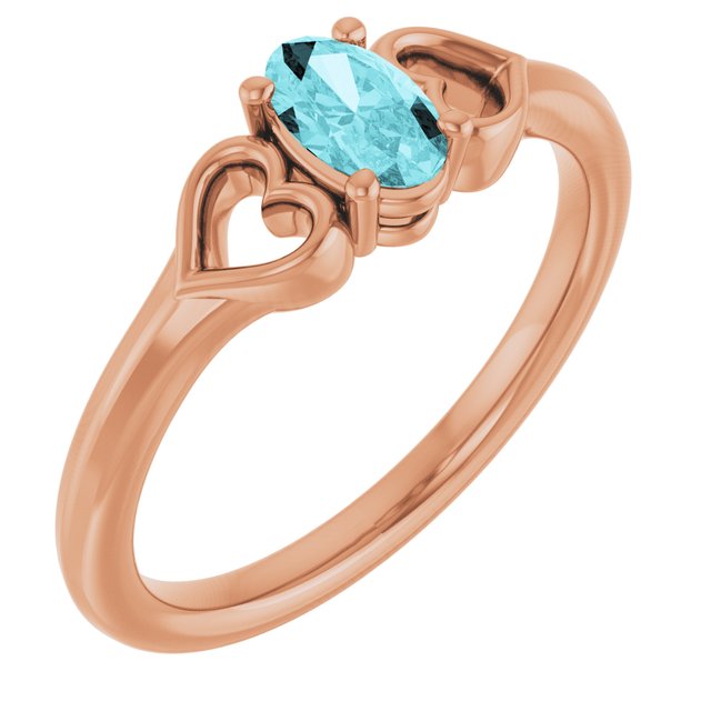 Oval Blue Zircon Youth Ring in Rose Gold