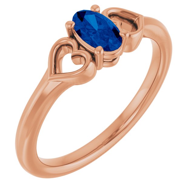 Oval Blue Sapphire Youth Ring in Rose Gold