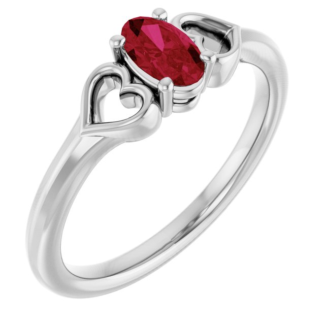 Oval Ruby Youth Ring in White Gold