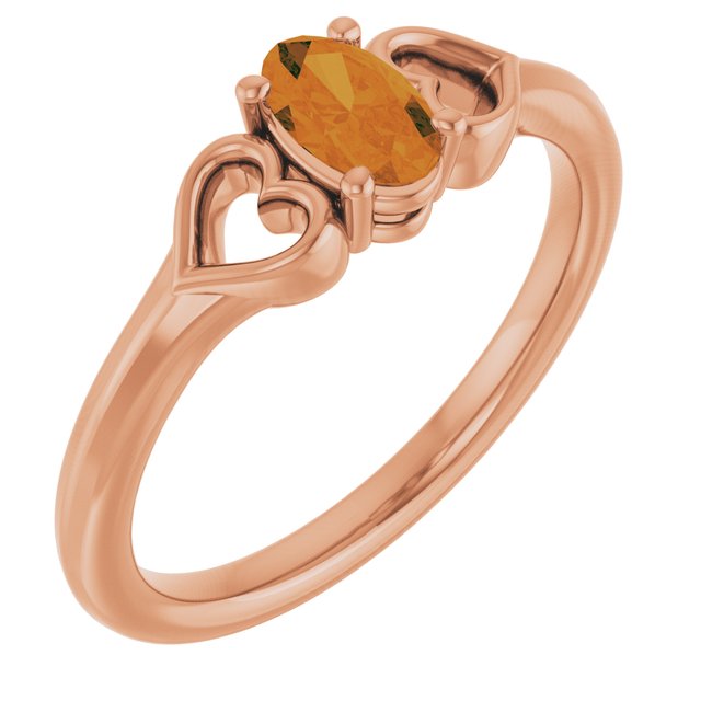 Oval Citrine Youth Ring in Rose Gold