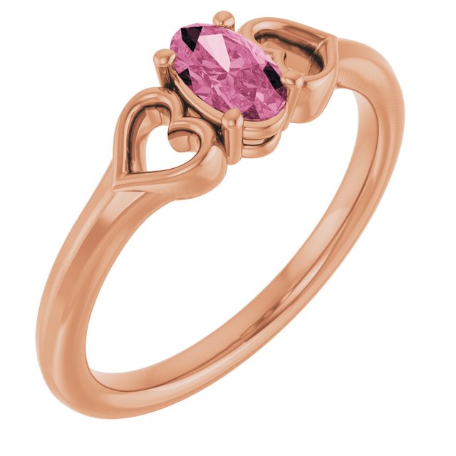 Oval Pink Tourmaline Youth Ring in Rose Gold
