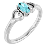 Oval Blue Zircon Youth Ring in Platinum