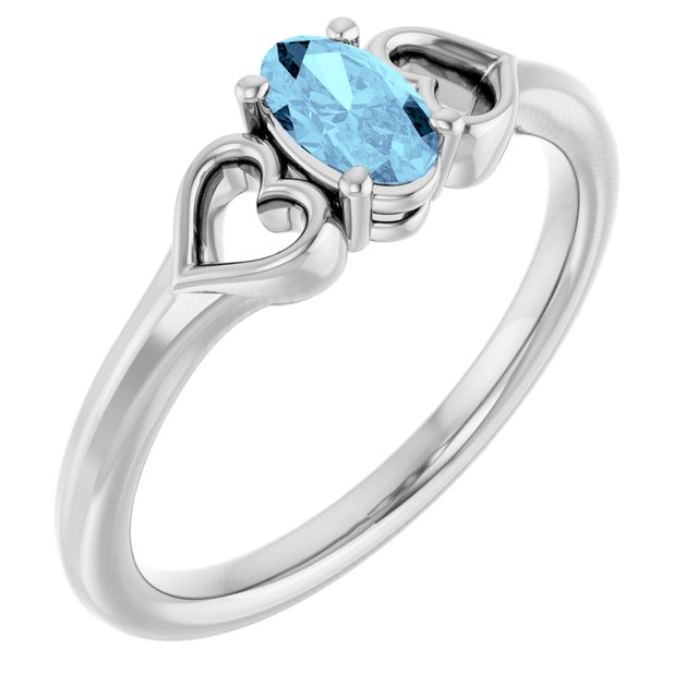 Oval Aquamarine Youth Ring in Platinum