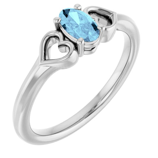 Oval Aquamarine Youth Ring in White Gold